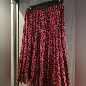 ☆black and red leopard, pleated skirt☆